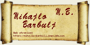 Mihajlo Barbulj vizit kartica